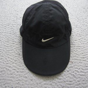 Nike Hat Mens Adjustable Black Swoosh 5 Panel Hat Fit Dri Lightweight